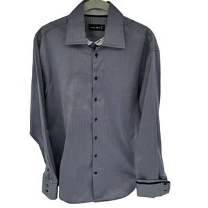 Jacques‎ Brit Dress Shirt Mens  16 41 Blue No Iron Wrinkle Free